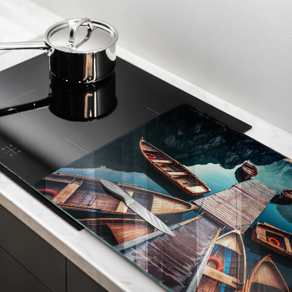 Protetor de fogão de vidro Barcos no lago