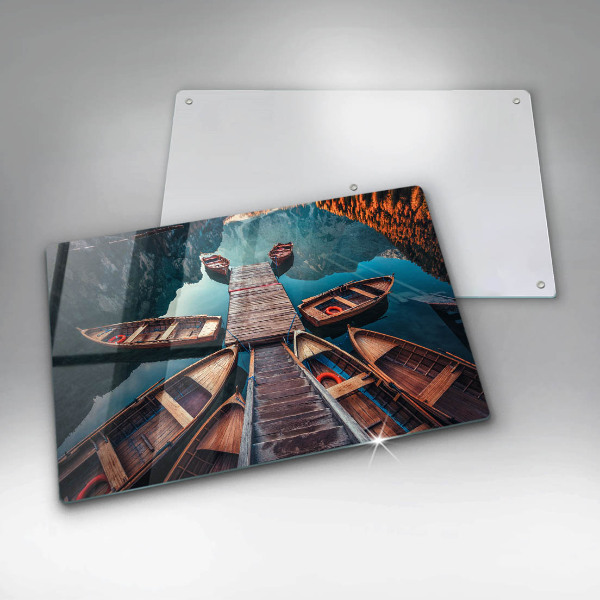 Protetor de fogão de vidro Barcos no lago