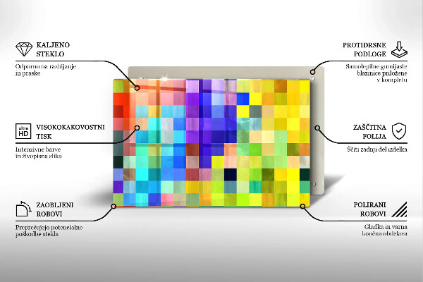 Protetor para fogão de vidro Quadrados de pixels coloridos