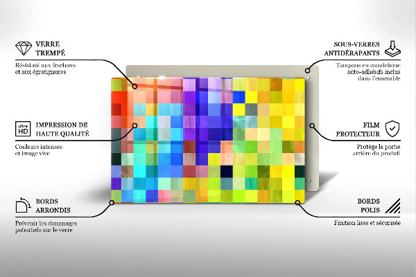 Protetor para fogão de vidro Quadrados de pixels coloridos