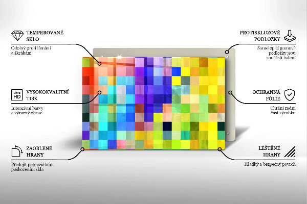 Protetor para fogão de vidro Quadrados de pixels coloridos
