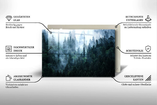 Cobertura placa vitrocerámica Árvores da floresta e neblina