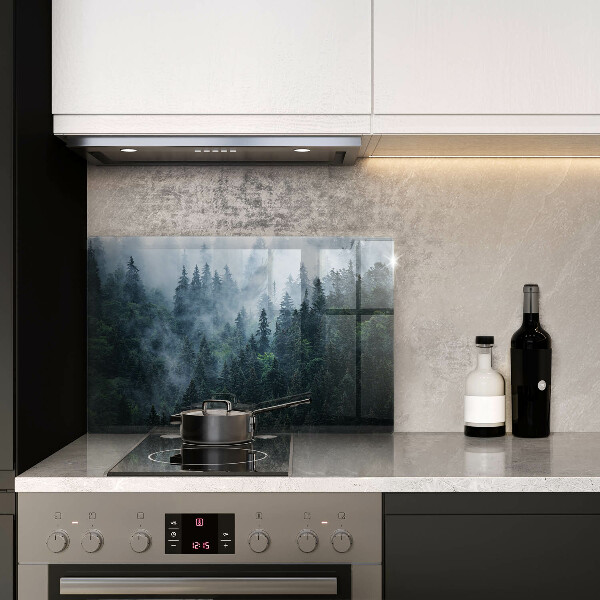 Cobertura placa vitrocerámica Árvores da floresta e neblina