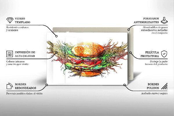 Protetor para fogão de vidro desenho de hambúrguer