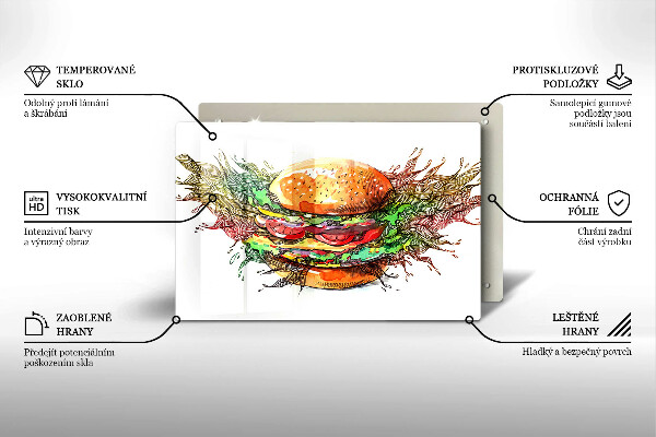 Protetor para fogão de vidro desenho de hambúrguer