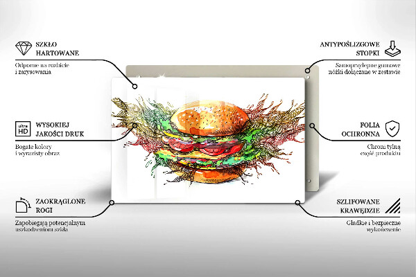 Protetor para fogão de vidro desenho de hambúrguer