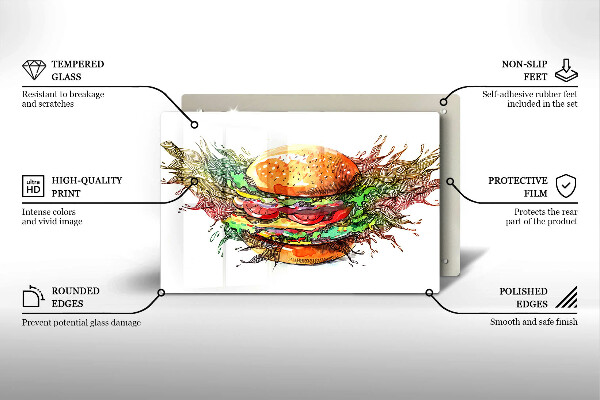 Protetor para fogão de vidro desenho de hambúrguer