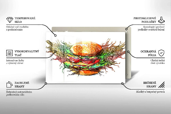 Protetor para fogão de vidro desenho de hambúrguer