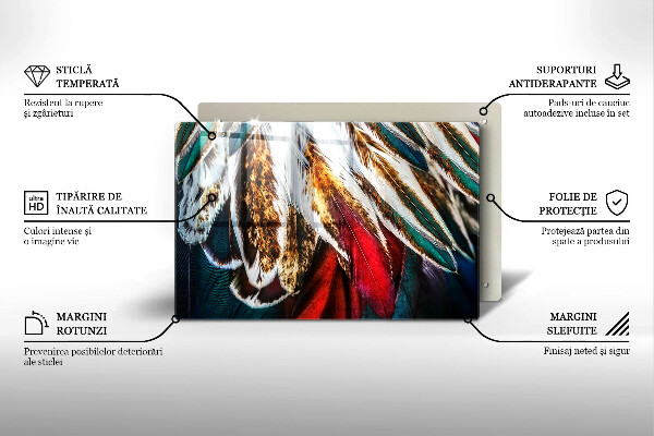 Protetor para fogão de vidro penas de pássaros boho