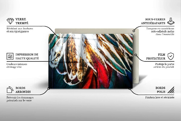 Protetor para fogão de vidro penas de pássaros boho