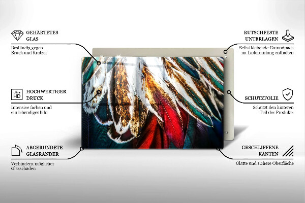 Protetor para fogão de vidro penas de pássaros boho