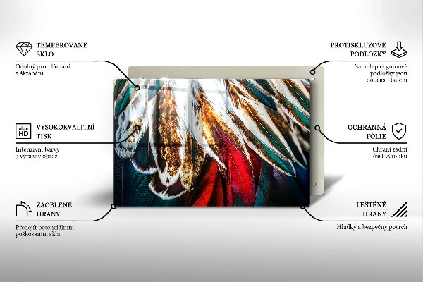 Protetor para fogão de vidro penas de pássaros boho