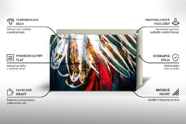 Protetor para fogão de vidro penas de pássaros boho