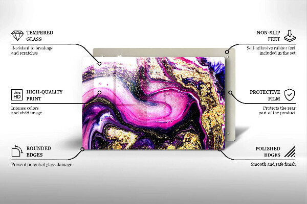 Protetor em vidro para fogão Design abstrato dourado