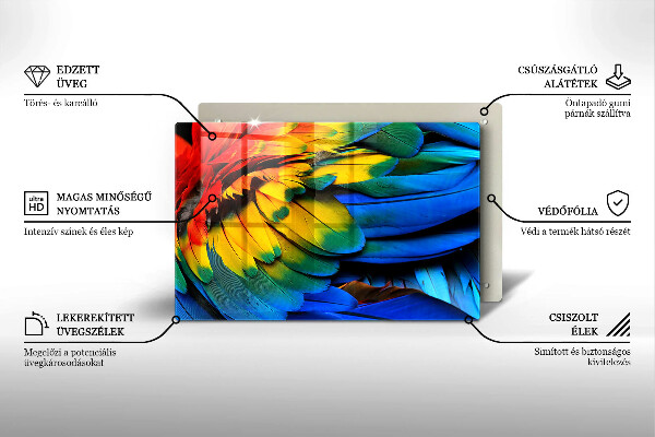 Protetor para fogão de vidro Penas coloridas de papagaio