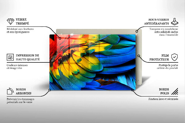 Protetor para fogão de vidro Penas coloridas de papagaio