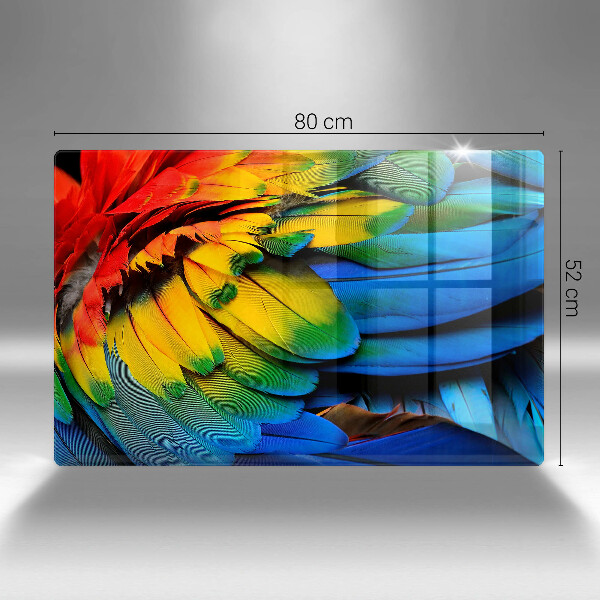 Protetor para fogão de vidro Penas coloridas de papagaio