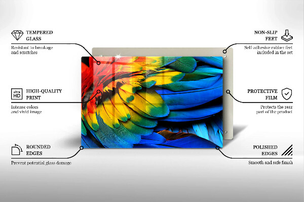 Protetor para fogão de vidro Penas coloridas de papagaio