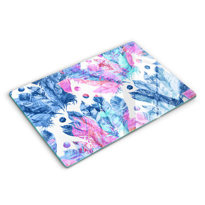 Protetor em vidro para fogão Ilustração de pena boho