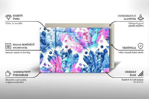 Protetor em vidro para fogão Ilustração de pena boho