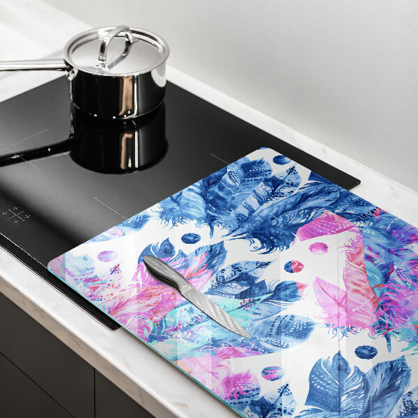 Protetor em vidro para fogão Ilustração de pena boho