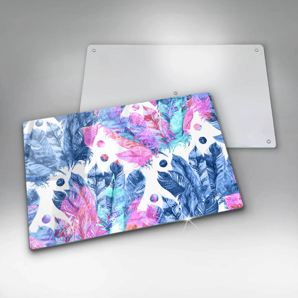 Protetor em vidro para fogão Ilustração de pena boho