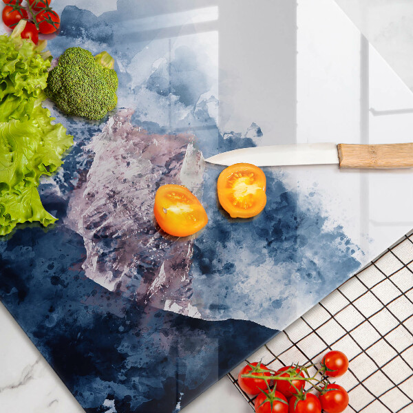 Protetor em vidro para fogão Montanhas pintadas abstratamente