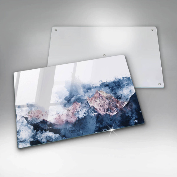 Protetor em vidro para fogão Montanhas pintadas abstratamente