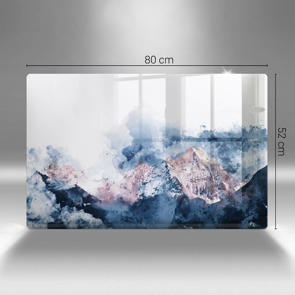 Protetor em vidro para fogão Montanhas pintadas abstratamente