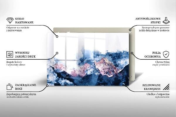 Protetor em vidro para fogão Montanhas pintadas abstratamente