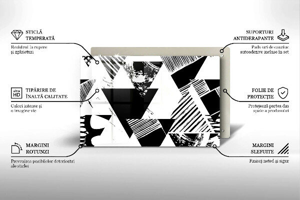 Protetor em vidro para fogão Triângulos geométricos