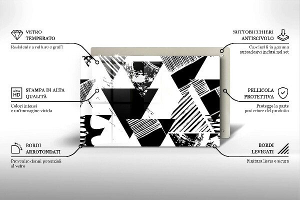 Protetor em vidro para fogão Triângulos geométricos