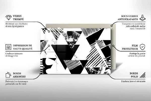 Protetor em vidro para fogão Triângulos geométricos