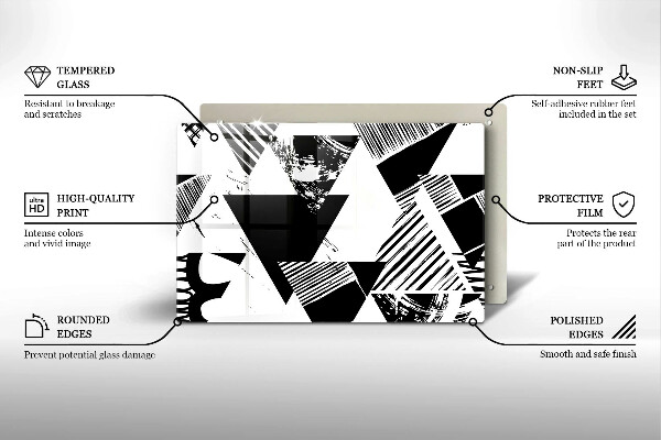 Protetor em vidro para fogão Triângulos geométricos