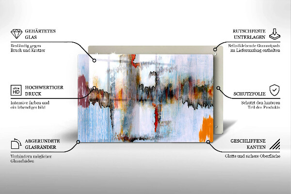 Protetor de fogão de vidro Tintas abstratas