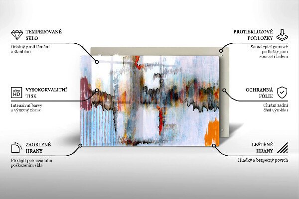 Protetor de fogão de vidro Tintas abstratas