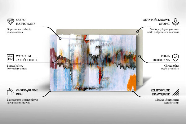 Protetor de fogão de vidro Tintas abstratas