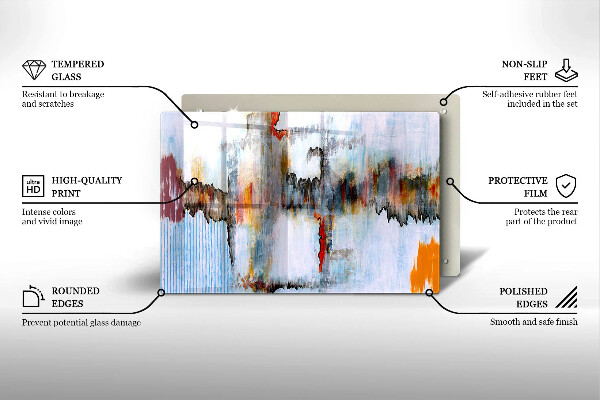 Protetor de fogão de vidro Tintas abstratas