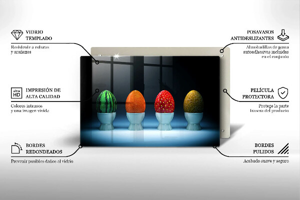 Protetor em vidro para fogão Ovos de frutas abstratas