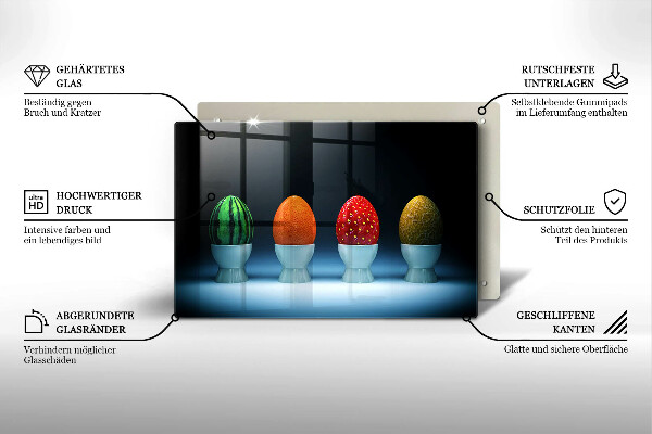Protetor em vidro para fogão Ovos de frutas abstratas