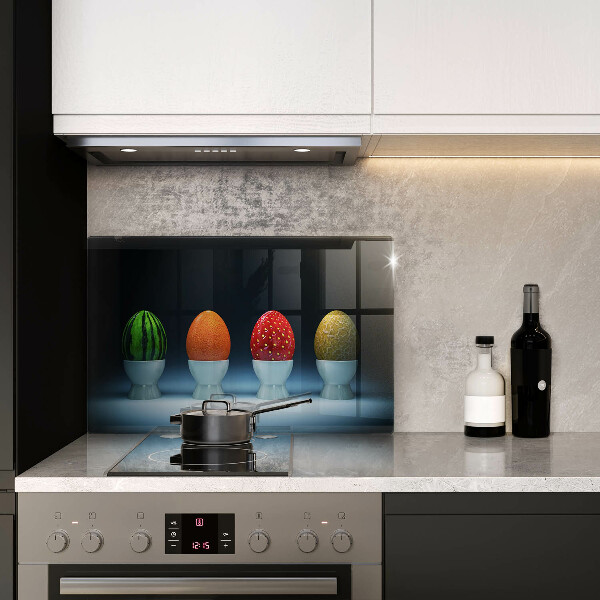 Protetor em vidro para fogão Ovos de frutas abstratas