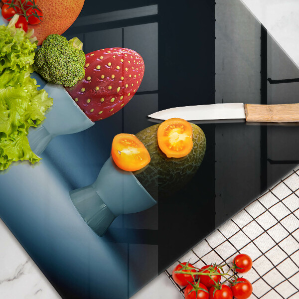 Protetor em vidro para fogão Ovos de frutas abstratas