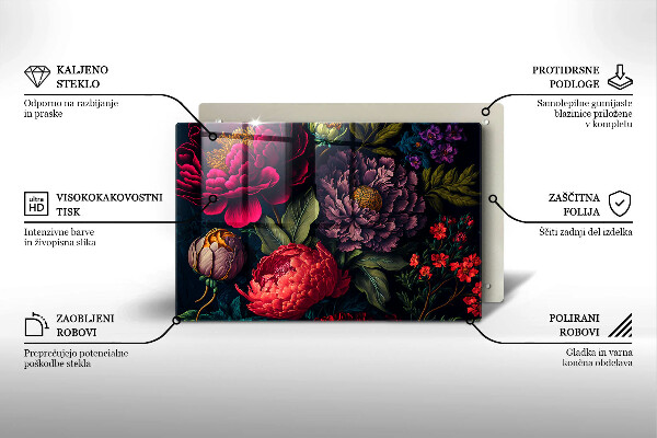 Protetor de fogão de vidro Lindas flores