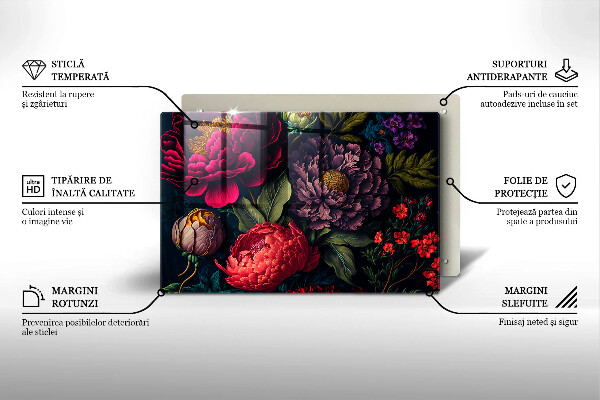 Protetor de fogão de vidro Lindas flores