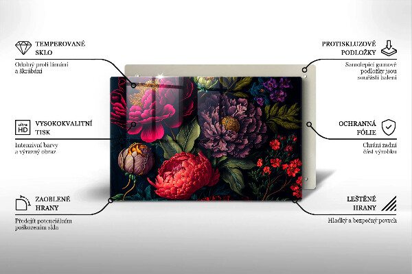 Protetor de fogão de vidro Lindas flores