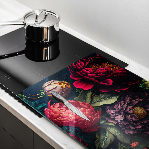 Protetor de fogão de vidro Lindas flores