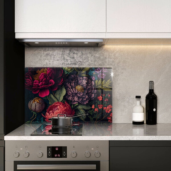 Protetor de fogão de vidro Lindas flores