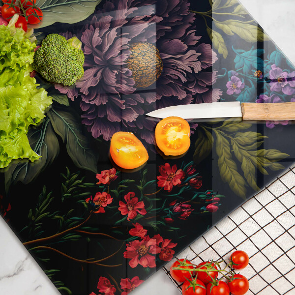 Protetor de fogão de vidro Lindas flores