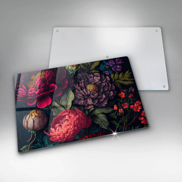 Protetor de fogão de vidro Lindas flores