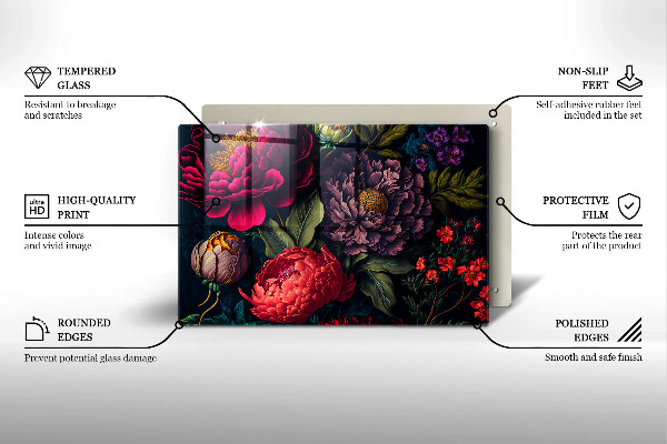 Protetor de fogão de vidro Lindas flores